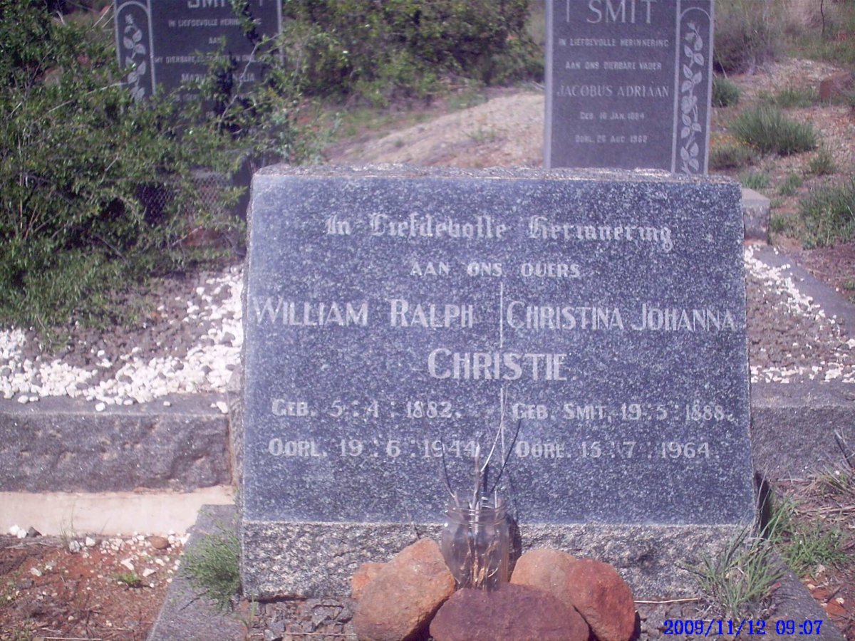 CHRISTIE William Ralph 1882-1944 & Christina Johanna SMIT 1888-1964