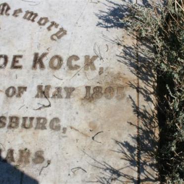 KOCK Henry M., de -1895