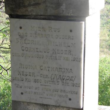 NESER Fredrik Wilhelm 1839-1925 &amp; Rigina Catharina NAUDE 1850-1925