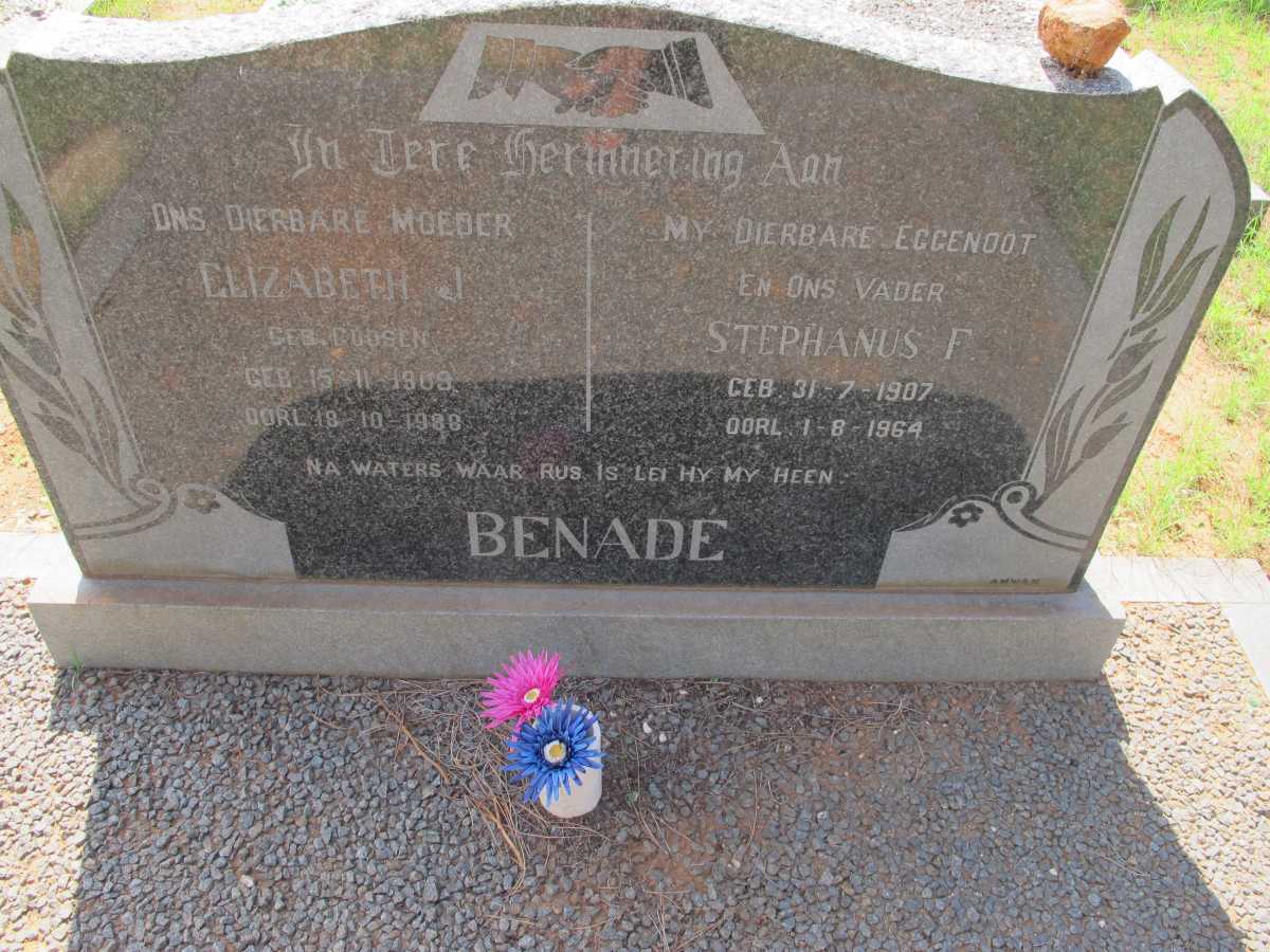 BENADE Stephanus F. 1907-1964 & Elizabeth J. 1909-1988