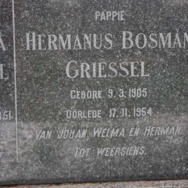 GRIESSEL Hermanus Bosman 1905-1954