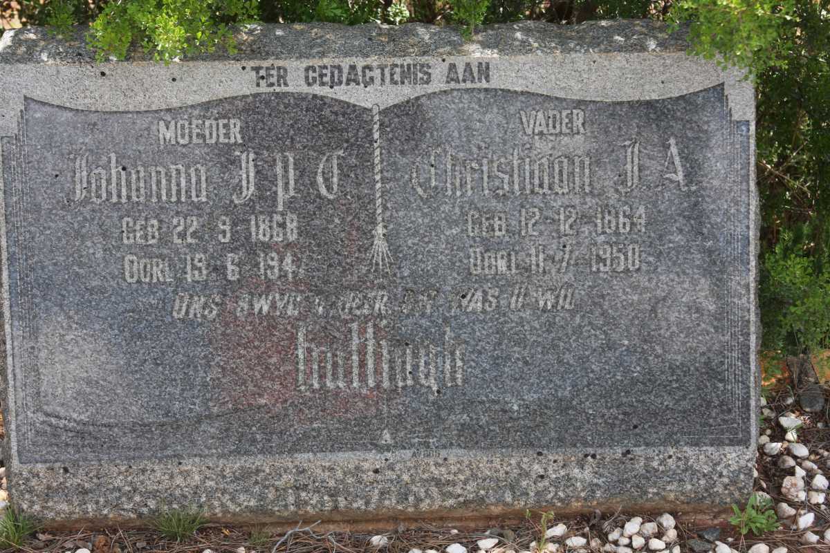 HATTINGH Christiaan J.A. 1864-1950 & Johanna ? 1868-194?