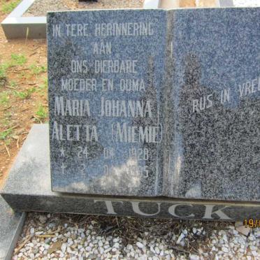 TUCK Maria Johanna Aletta 1928-1995