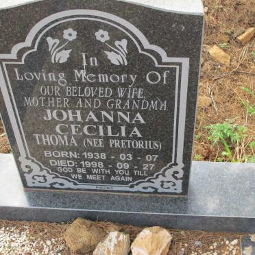 THOMA Johanna Cecilia nee PRETORIUS 1938-1998