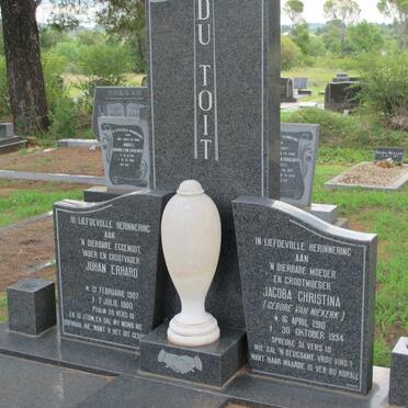 TOIT Johan Erhard, du 1907-1980 &amp; Jacoba Christina VAN NIEKERK 1910-1994