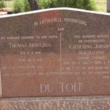 TOIT Thomas Arnoldus, du 1877-1946 &amp; Susara Elizabeth v. ZYL 1877-1948