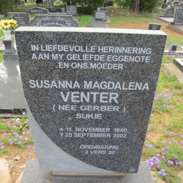 VENTER Susanna Magdalena nee GERBER 1940-2002