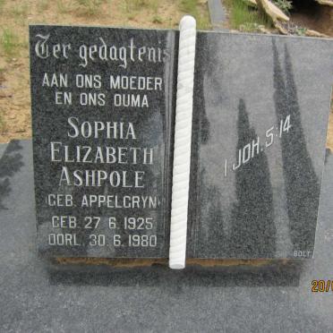 ASHPOLE Sophia Elizabeth nee APPELGRYN 1925-1980