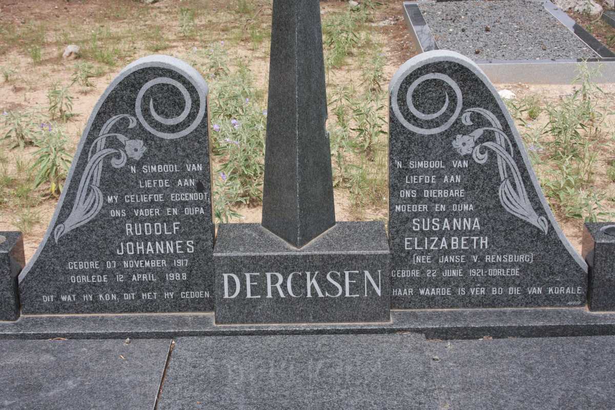 DERCKSEN Rudolf Johannes 1917-1988 & Susanna Elizabeth JANSE V. RENSBURG 1921-