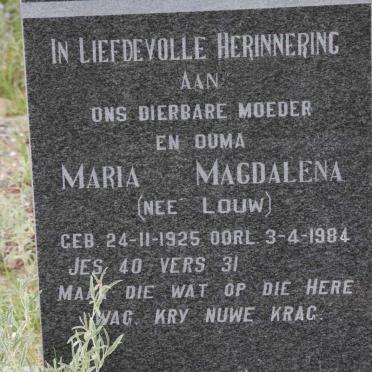 GROBLER Maria Magdalena nee LOUW 1925-1984