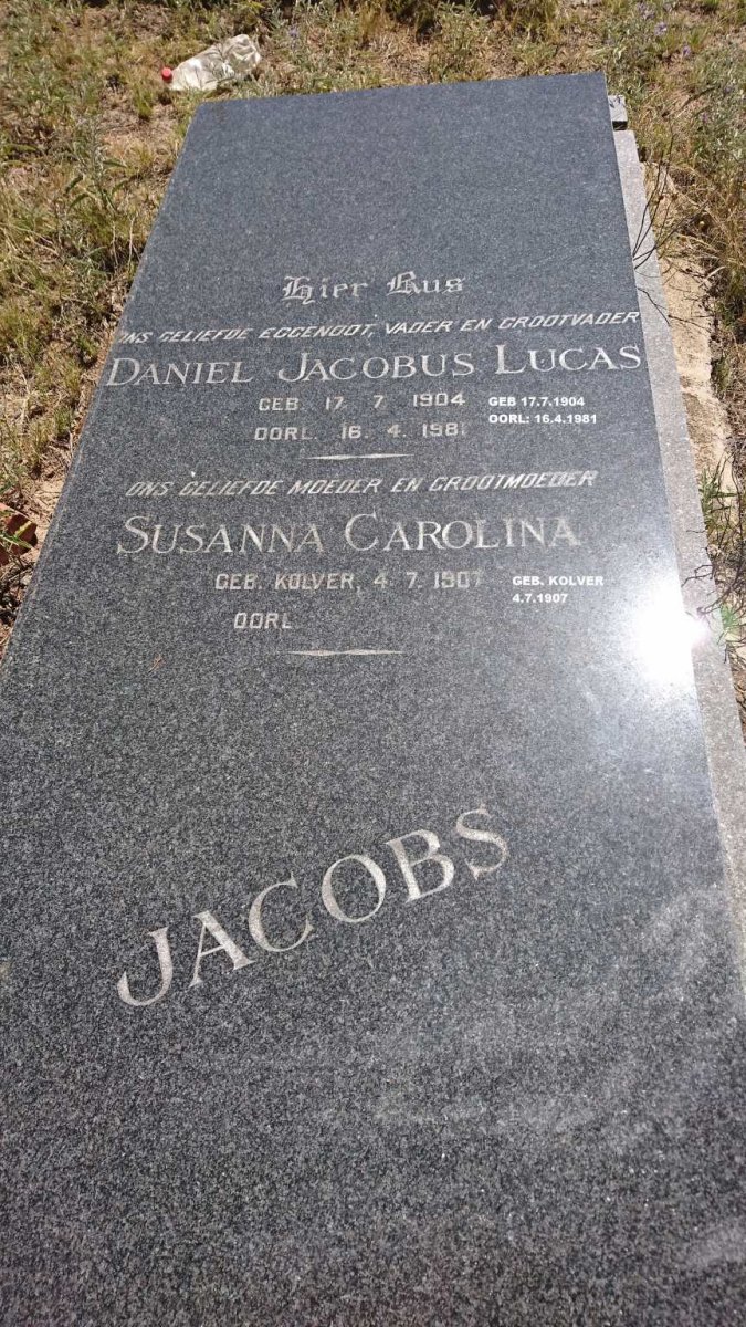 JACOBS Daniel Jacobus Lucas 1904-1981 & Susanna Carolina KOLVER 1907-