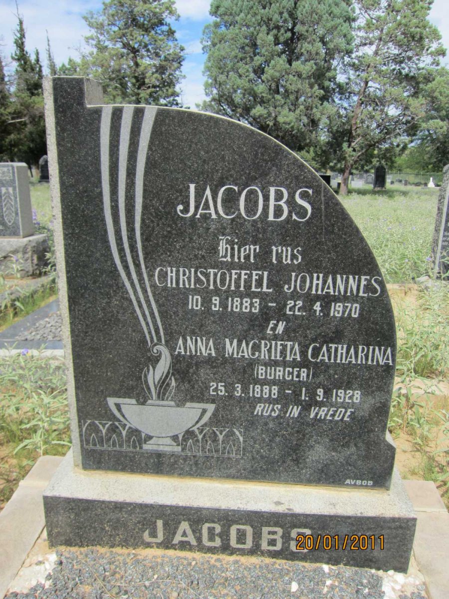 JACOBS Christoffel Johannes 1883-1970 & Anna Magrieta Catharina BURGER 1888-1928