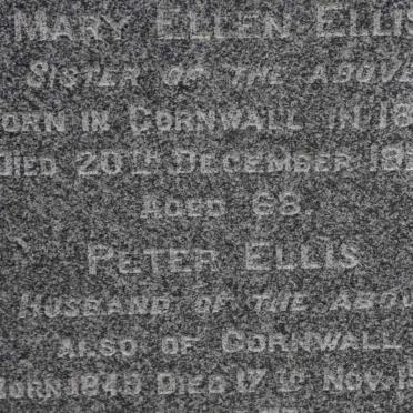 ELLIS Mary Ellen nee LAWRY 1857-1925 :: ELLIS Peter 1849-1926
