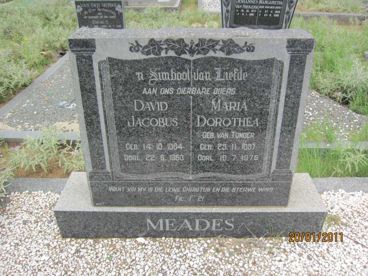 MEADES David Jacobus 1884-1960 & Maria Dorothea VAN TONDER 1887-1976