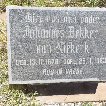 NIEKERK Johannes Bekker, van 1878-1963