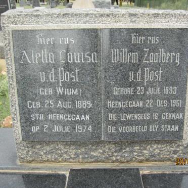 POST Willem Zaalberg, v.d. 1893-1951 &amp; Aletta Louisa WIUM 1889-1974