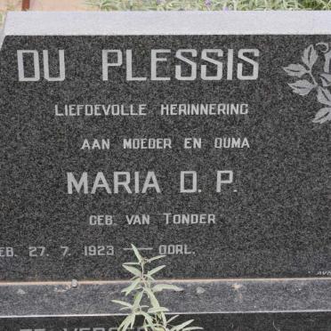 PLESSIS Andries Jonathan, du 1910-1985 &amp; Maria D.P. VAN TONDER 1923-