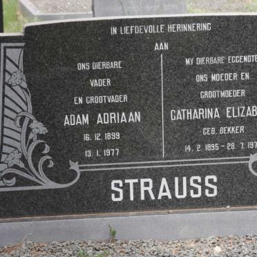 STRAUSS Adam Adriaan 1899-1977 &amp; Catharina Elizabeth BEKKER 1895-1973