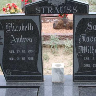 STRAUSS Sarel Jacobus Wilhelmus 1928-1991 &amp; Elizabeth Andrea 1924-2008
