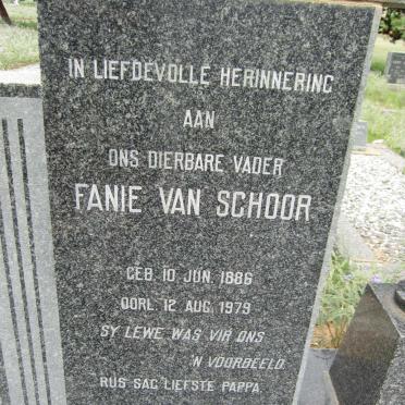 SCHOOR Fanie, van 1886-1979