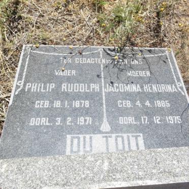 TOIT Philip Rudolph, du 1878-1971 &amp; Jacomina Hendrina 1885-1975