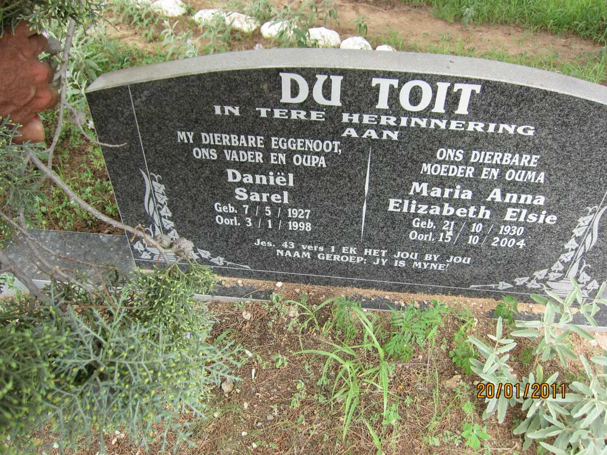 TOIT Daniël Sarel, du 1927-1998 & Maria Anna Elizabeth Elsie 1930-2004
