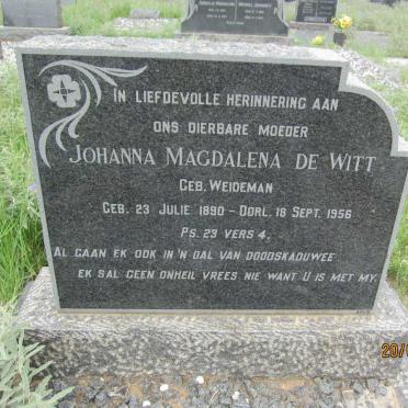 WITT Johanna Magdalena, de nee WEIDEMAN 1890-1956