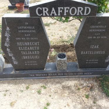CRAFFORD Izak Bartelomeus 1936-2006 &amp; Heubrecht Elizabeth TALJAARD 1936-2009