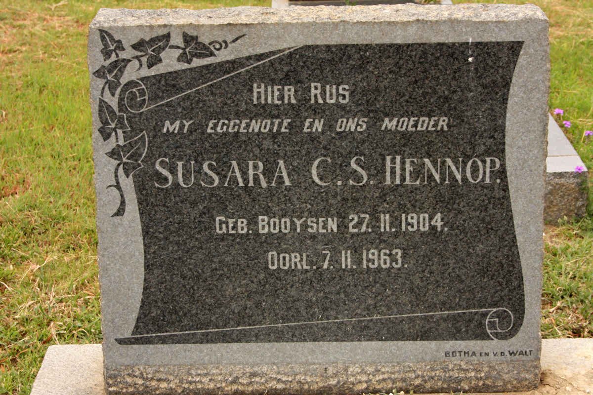 HENNOP Susara Cornelia Susanna nee BOOYSEN 1904-1963