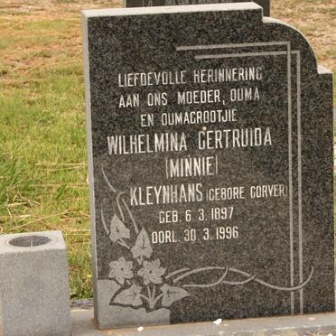 KLEYNHANS Wilhelmina Gertruida nee GORVER 1897-1996