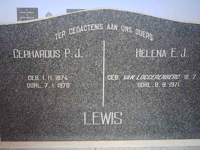 LEWIS Gerhardus P.J. 1874-1970 & Helena E.J. VAN LOGGERENBERG 1881-1971