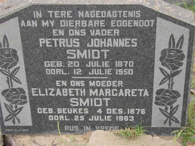 SMIDT Petrus Johannes 1870-1950 & Elizabeth Margareta BEUKES 1876-1963