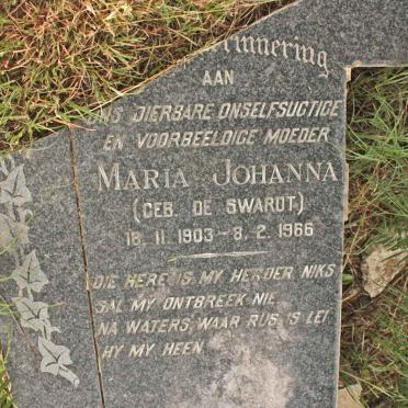 ? Maria Johanna nee DE SWARDT 1903-1966