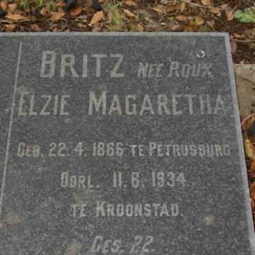 BRITZ Elzie Magaretha nee ROUX 1866-1934
