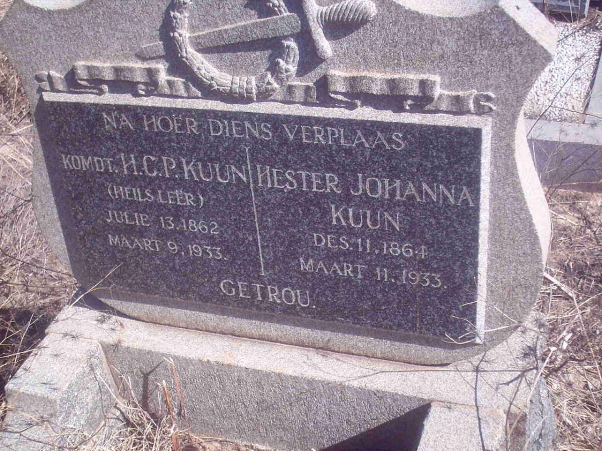 KUUN H.C.P. 1862-1933 & Hester Johanna 1864-1933