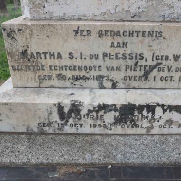 PLESSIS Martha S.I., du nee WESSELS -1901 :: PLESSIS Jurie Hendrik, du 1898-1901