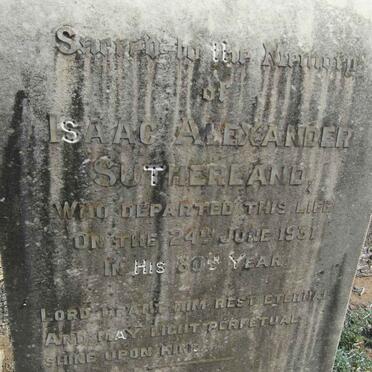 SUTHERLAND Isaac Alexander -1931