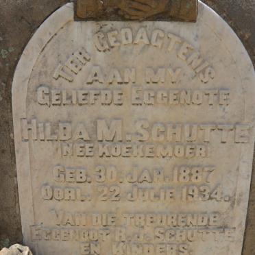 SCHUTTE Hilda M. nee KOEKEMOER 1887-1934