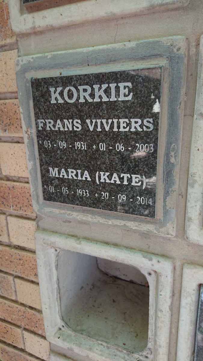 KORKIE Frans Viviers 1931-2003 & Maria 1933-2014