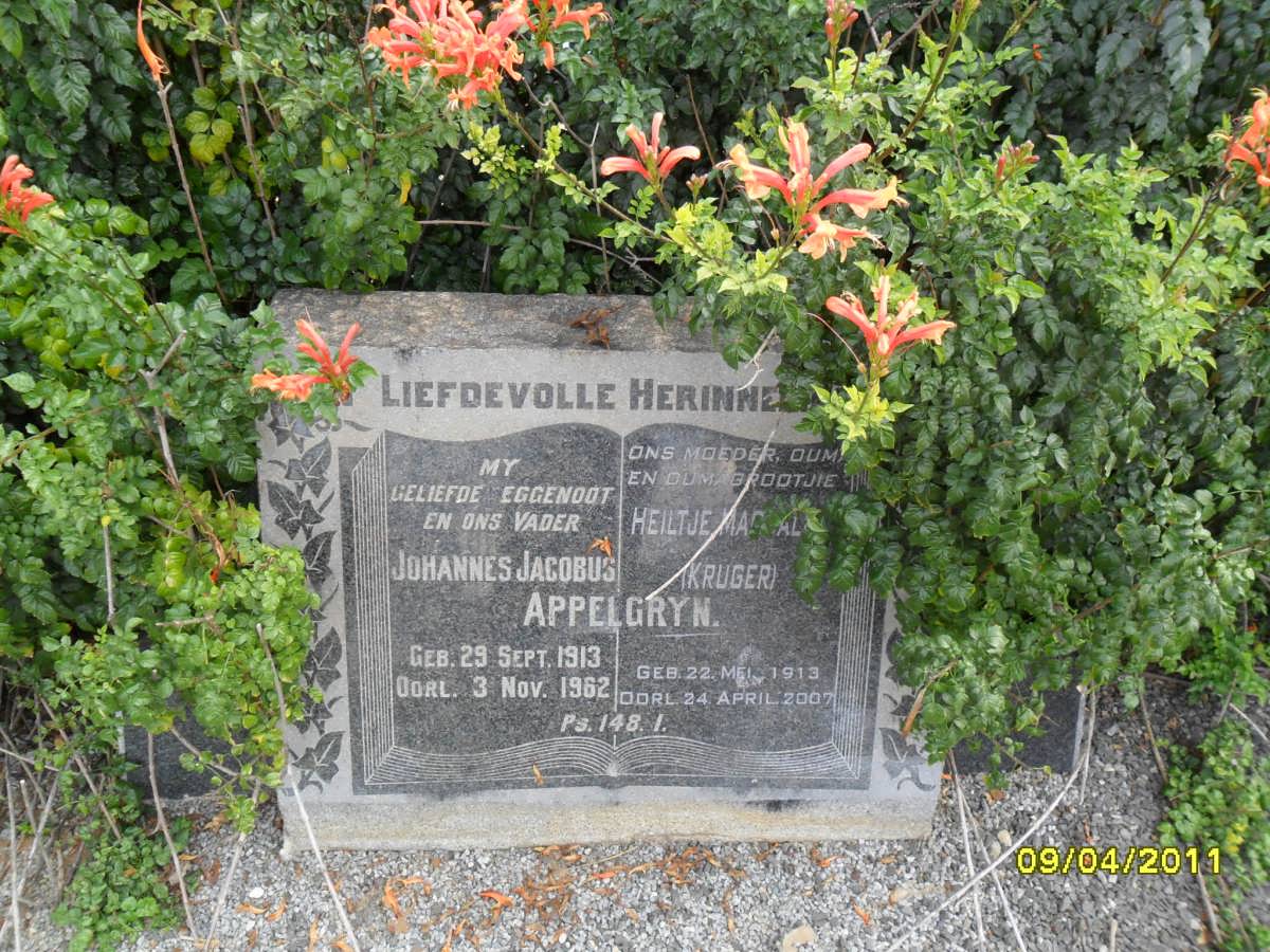 APPELGRYN Johannes Jacobus 1913-1962 & Heiltje Magdalena KRUGER 1913-2007