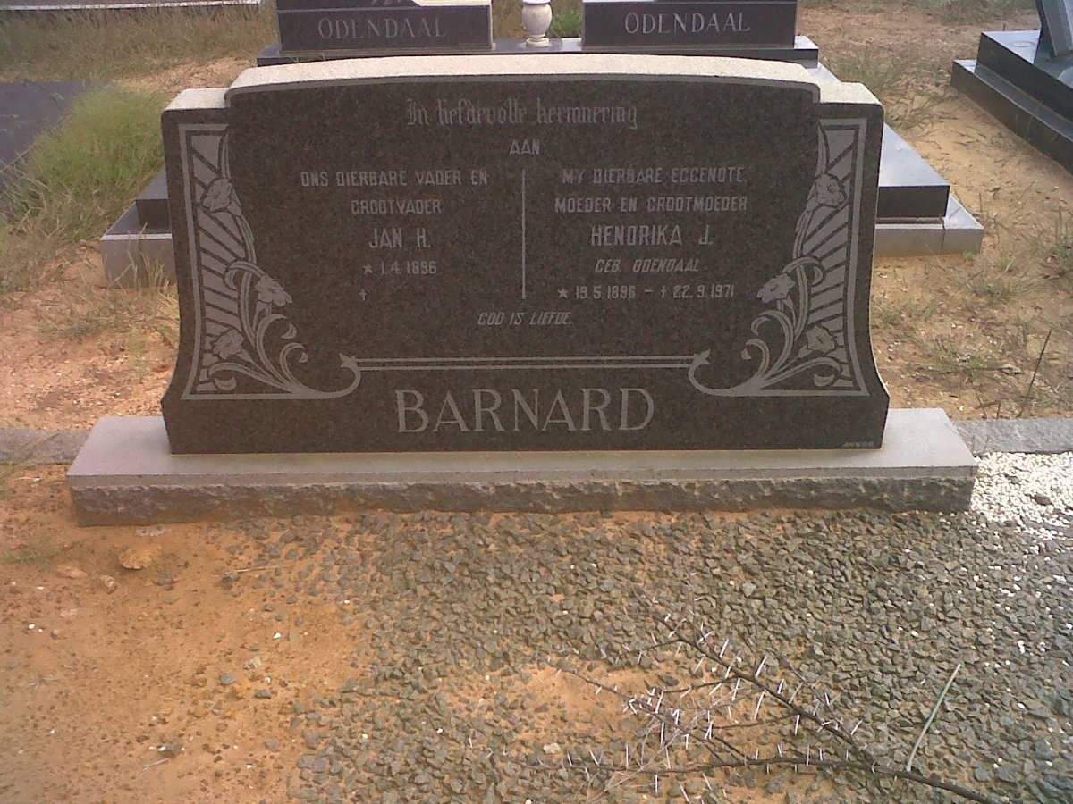 BARNARD Jan H. 1896- &amp; Hendrika J. ODENDAAL 1896-1971