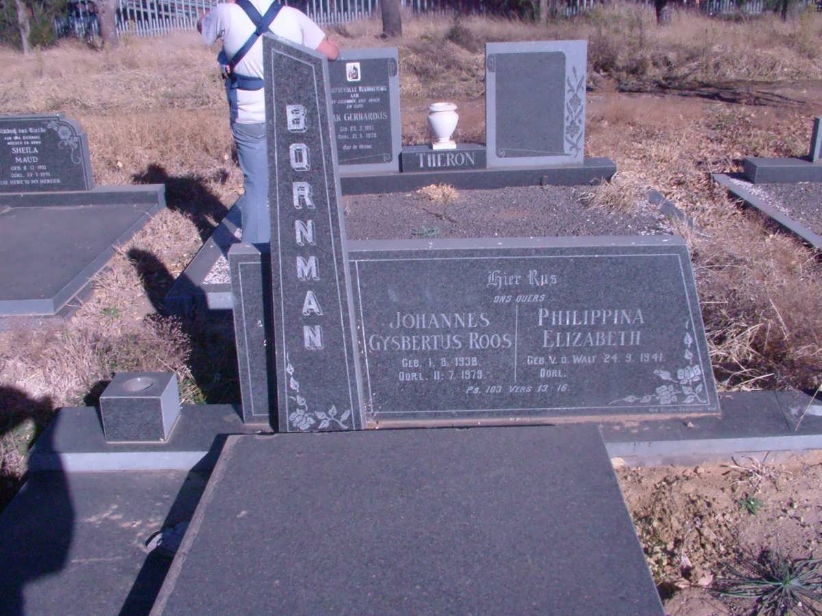 BORNMAN Johannes Gysbertus Roos 1938-1979 & Philippina Elizabeth VAN DER WALT 1941-