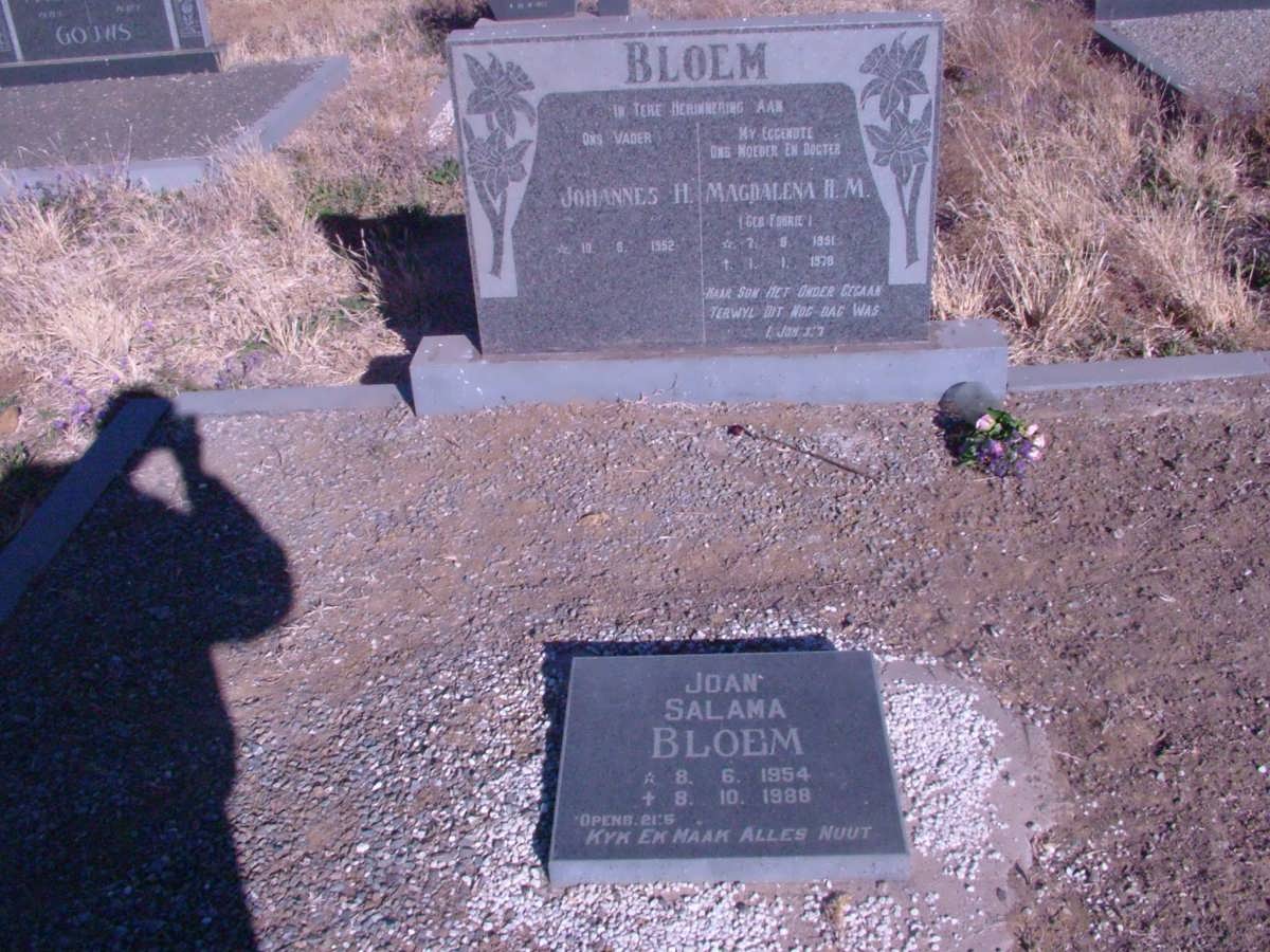 BLOEM Johannes H. 1952- & Magdalena H.M. FOURIE 1951-1978 :: BLOEM Joan Salama 1954-1988