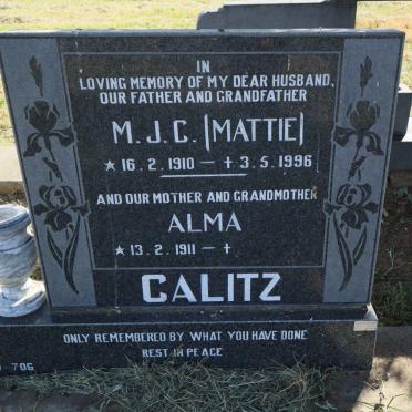 CALITZ M.J.C. 1910-1996 &amp; Alma 1911-