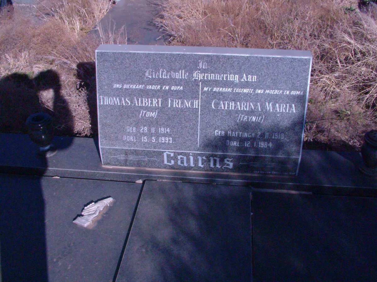 CAIRNS Thomas Albert French 1914-1993 & Catharina Maria HATTINGH 1918-1984