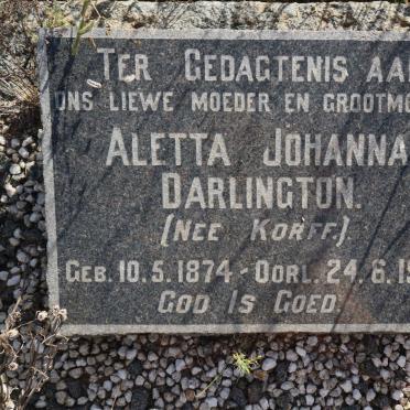 DARLINGTON Aletta Johanna nee KORFF 1874-1954