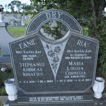 DRY Stephanus Andreas Ignatius 1930-2005 &amp; Maria Louisa Cornelia SWANEPOEL 1936-1993