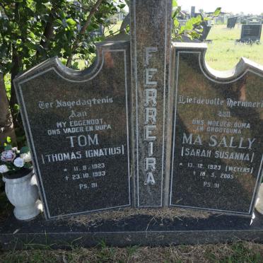 FERREIRA Thomas Ignatius 1923-1993 &amp; Sarah Susanna WEYERS 1923-2005