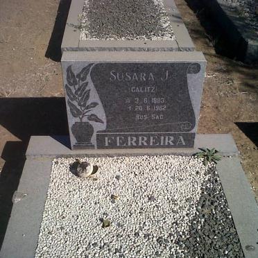 FERREIRA Susara J. nee CALITZ 1883-1962