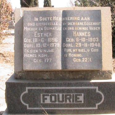 FOURIE Hannes 1903-1948 &amp; Esther 1896-1979